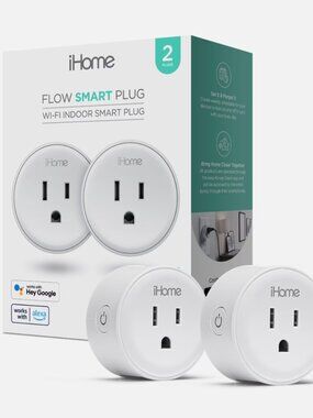 iHome Smart Plug, Wi-Fi Outlet, Works with Alexa & Google, 2 plugs
